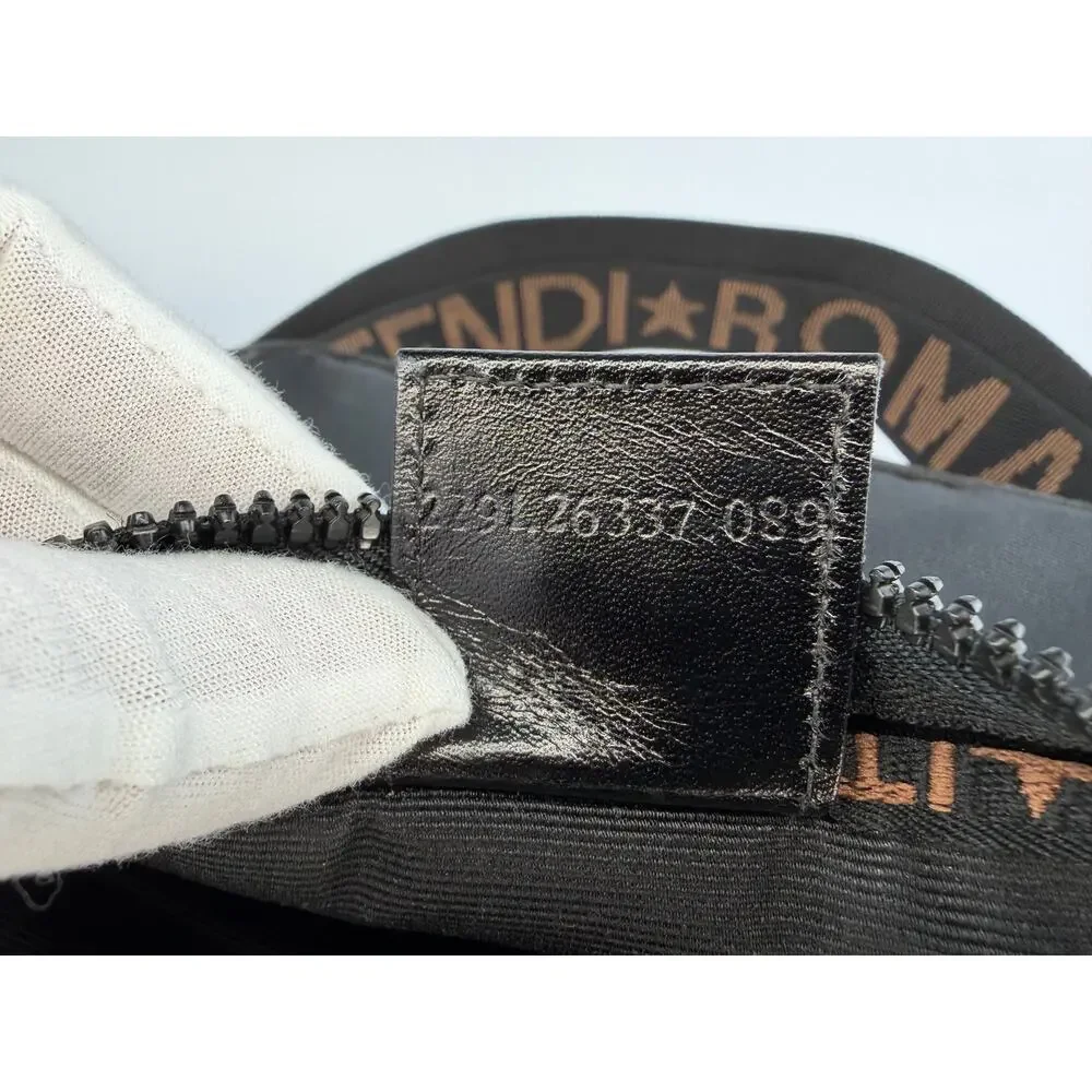 Fendi Vintage Logo Nylon Camera Bag Black Brown Crossbody Gold Hardware 90s